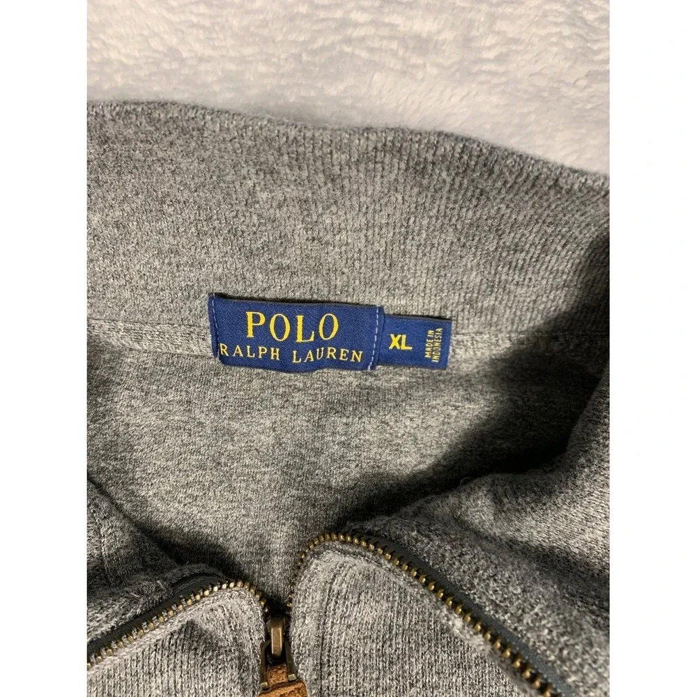 Polo Ralph Lauren Estate Rib Quarter Zip Sweater Mens XL Heather Gray Cotton